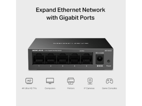 Mercusys MS105GS 5-PortGigabit Desktop Switch